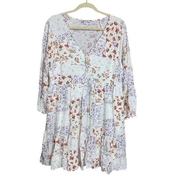 American Eagle Outfitters Floral Long Sleeve Mini Dress Large - Picture 1 of 8